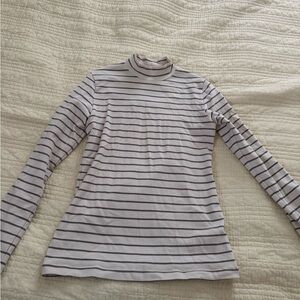 Muji Gray and white Striped Long Sleeve Top